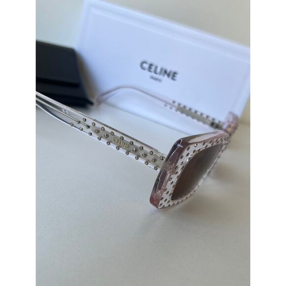 NEW Celine CL4213IS Pink Clear Crystal Studded Sunglasses - Picture 11 of 12